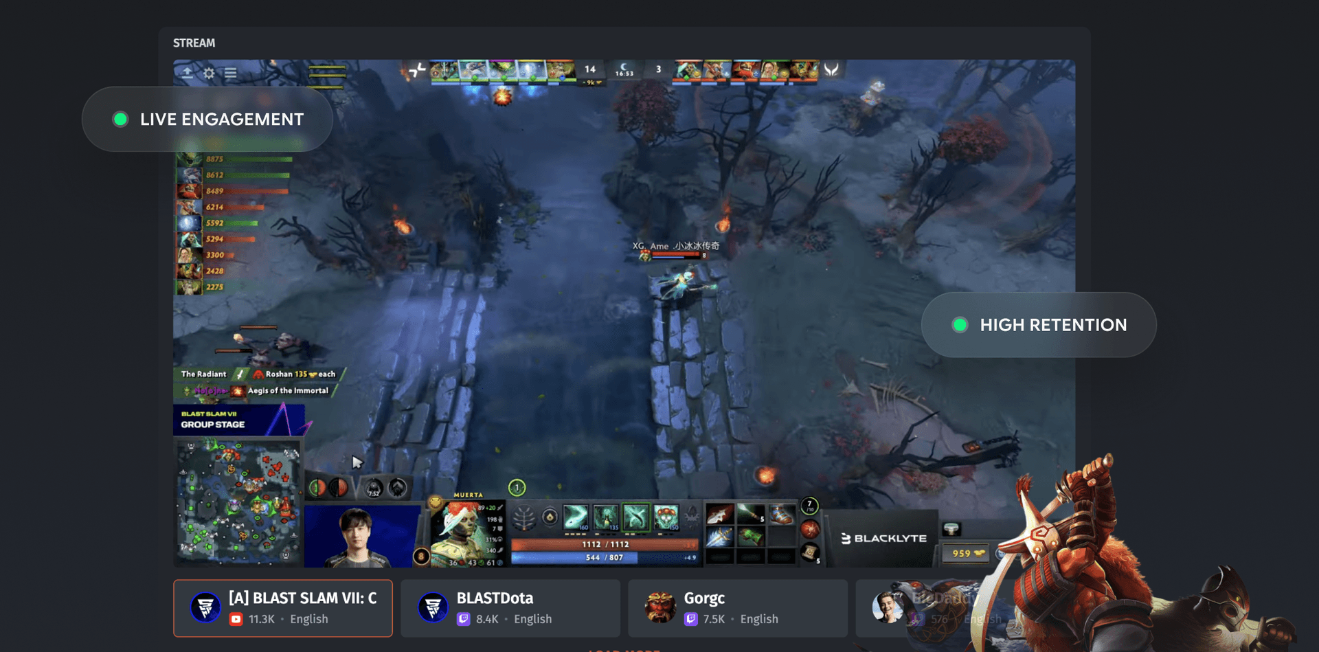 Live streaming integration with match data
