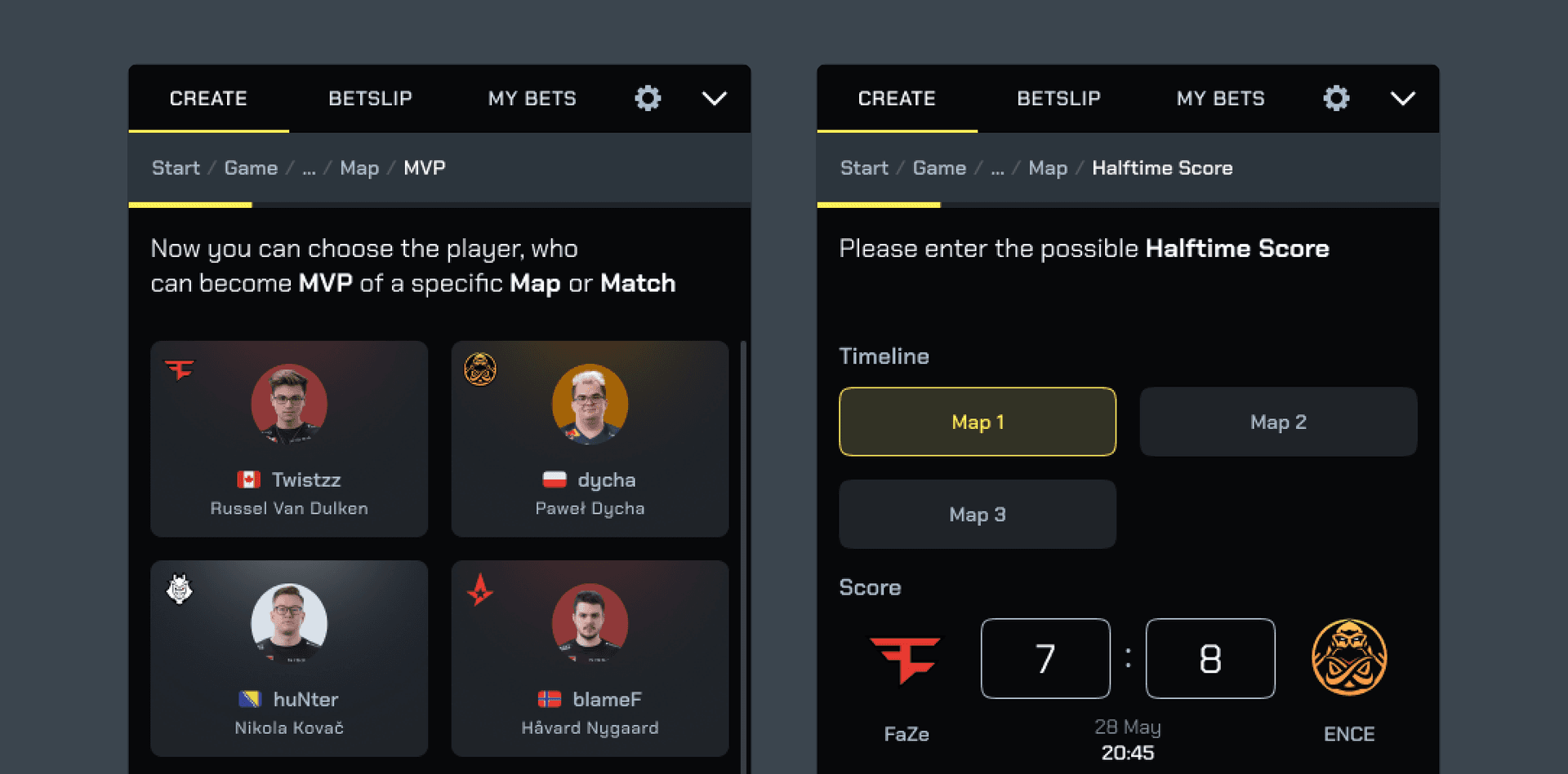 User Flows for Creating, Joining & Managing Bets